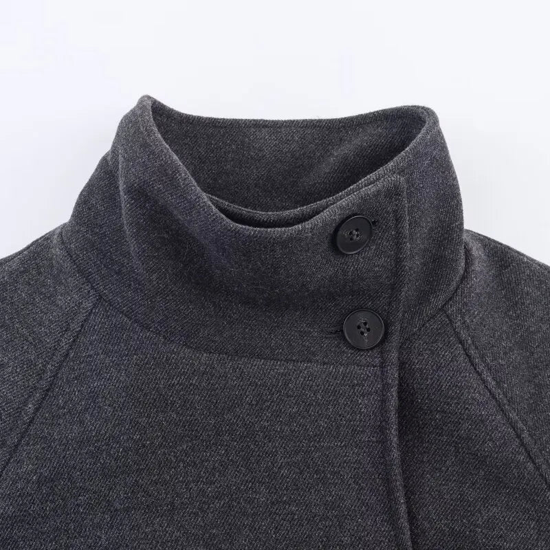 SOERA Ariana High Collar Long Belted Coat - KX1762345864131933458 Gray XS