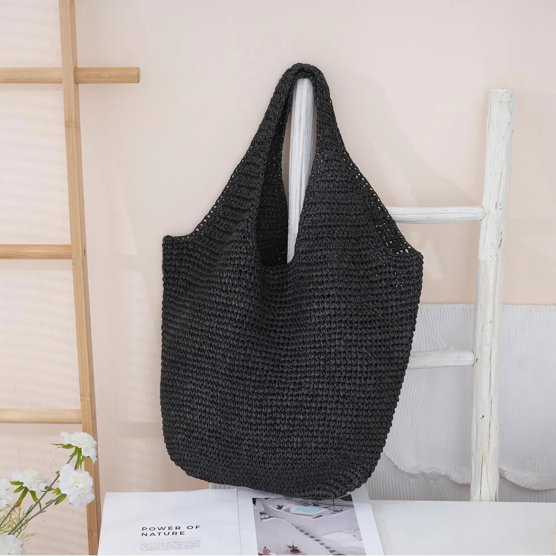 SOERA Beatrice Woven Rattan Tote Bag - Bag -  Beige