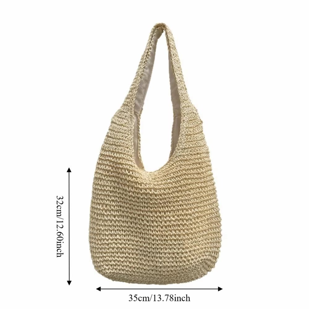 SOERA Beatrice Woven Rattan Tote Bag - Bag -  Beige