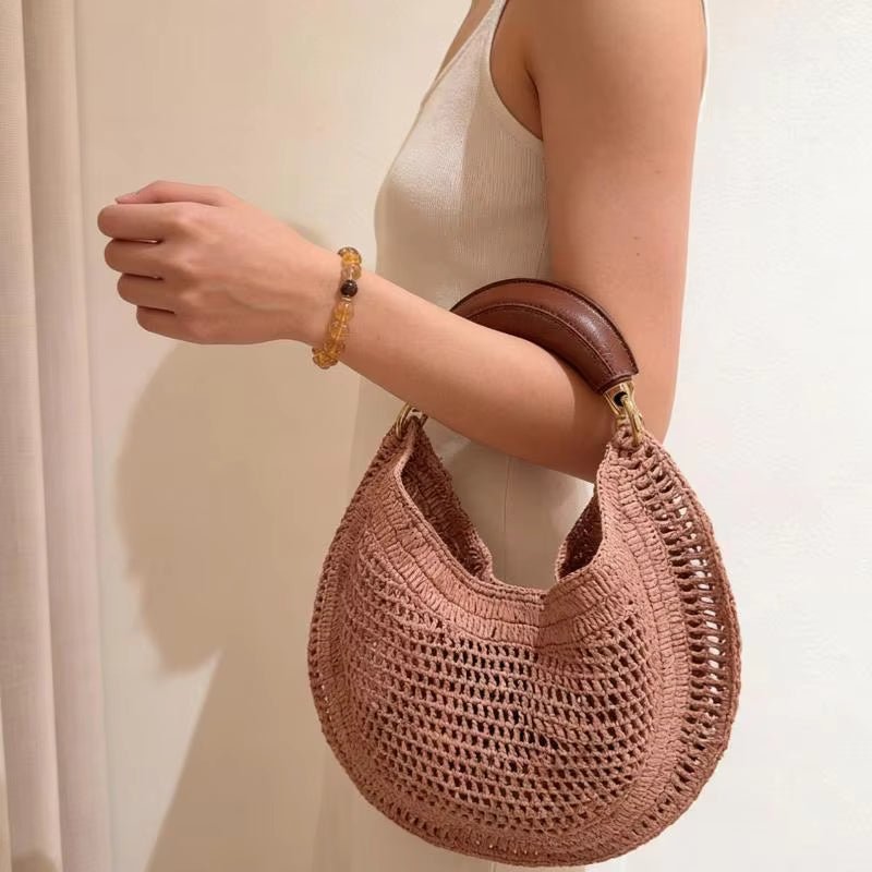 SOERA Bianca Crescent Woven Bag - Bag -  Pink