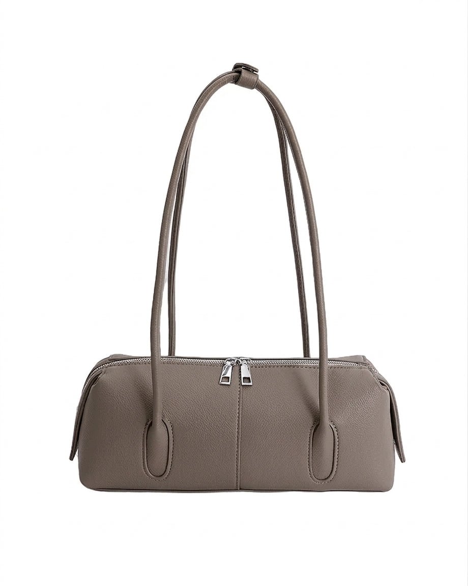 SOERA Julie Cylindrical Leather Shoulder Bag - Bag - SOERA-050115-GRE-OS-68163 Taupe-Grey