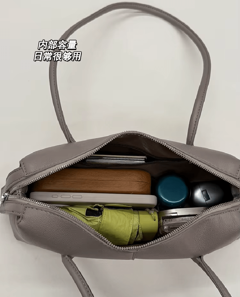 SOERA Julie Cylindrical Leather Shoulder Bag - Bag - SOERA-050115-GRE-OS-68163 Taupe-Grey