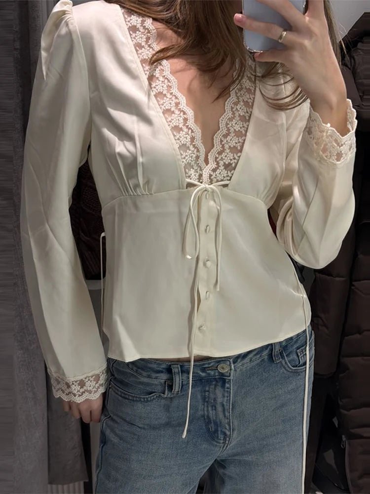 SOERA Beatrice Lace - Up Patchwork Blazer - Blazer -  Beige M