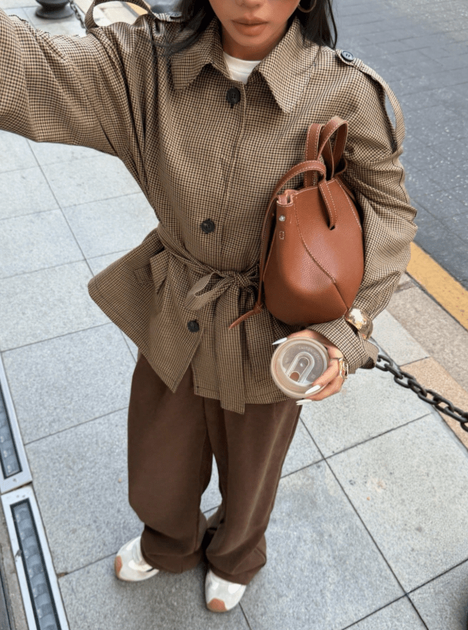 SOERA Teresa Houndstooth Plaid Blazer - Blazer - SOERA-250499-BRO-L-01123 Brown L