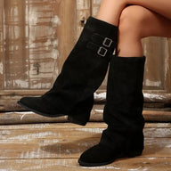 Isabel Retro Buckle Knee High Boots