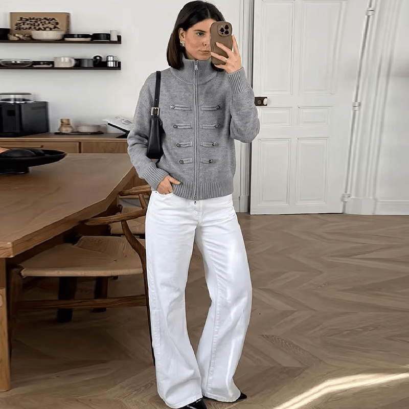 SOERA Amelie Turtleneck Zip Knit Cardigan - Cardigan - SOERA-944963-GRE-O-84739 Grey One Size