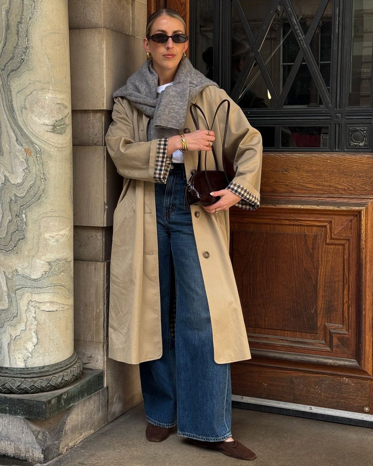 SOERA Annie Check-Accent Mid Trench Coat - Coat - SOERA-299267-KHA-S-26787 Beige S