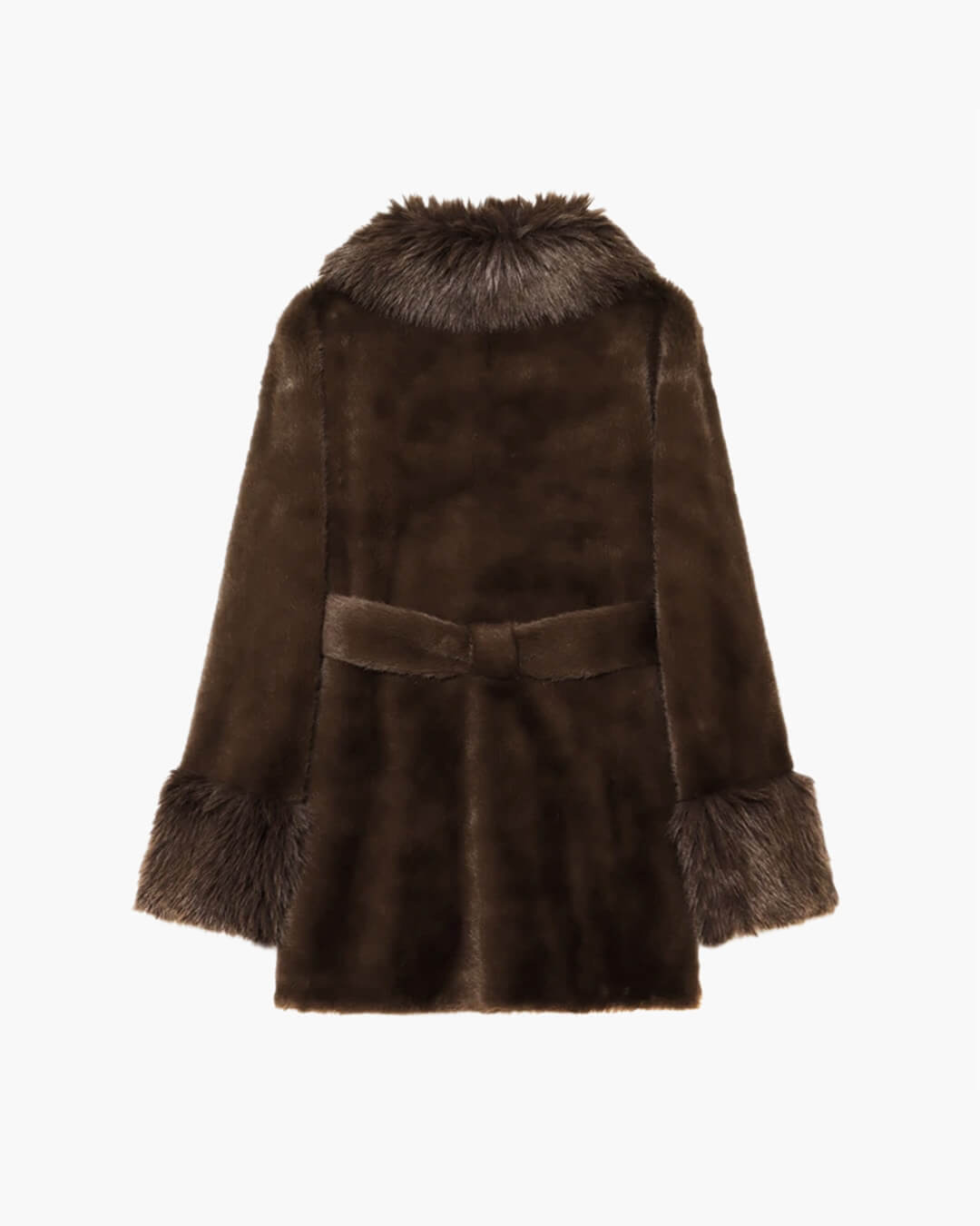 SOERA Leah Belted Faux Fur Coat - Coat - SOERA-266883-BRO-M-44707 Dark Brown M