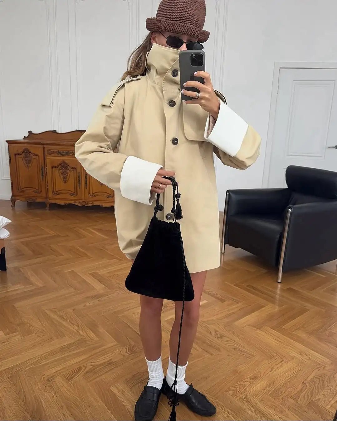 SOERA Brenda Contrast-Cuff Trench Jacket - Coats & Jackets - 1005010739339130-;Tx1772135167150166440 S