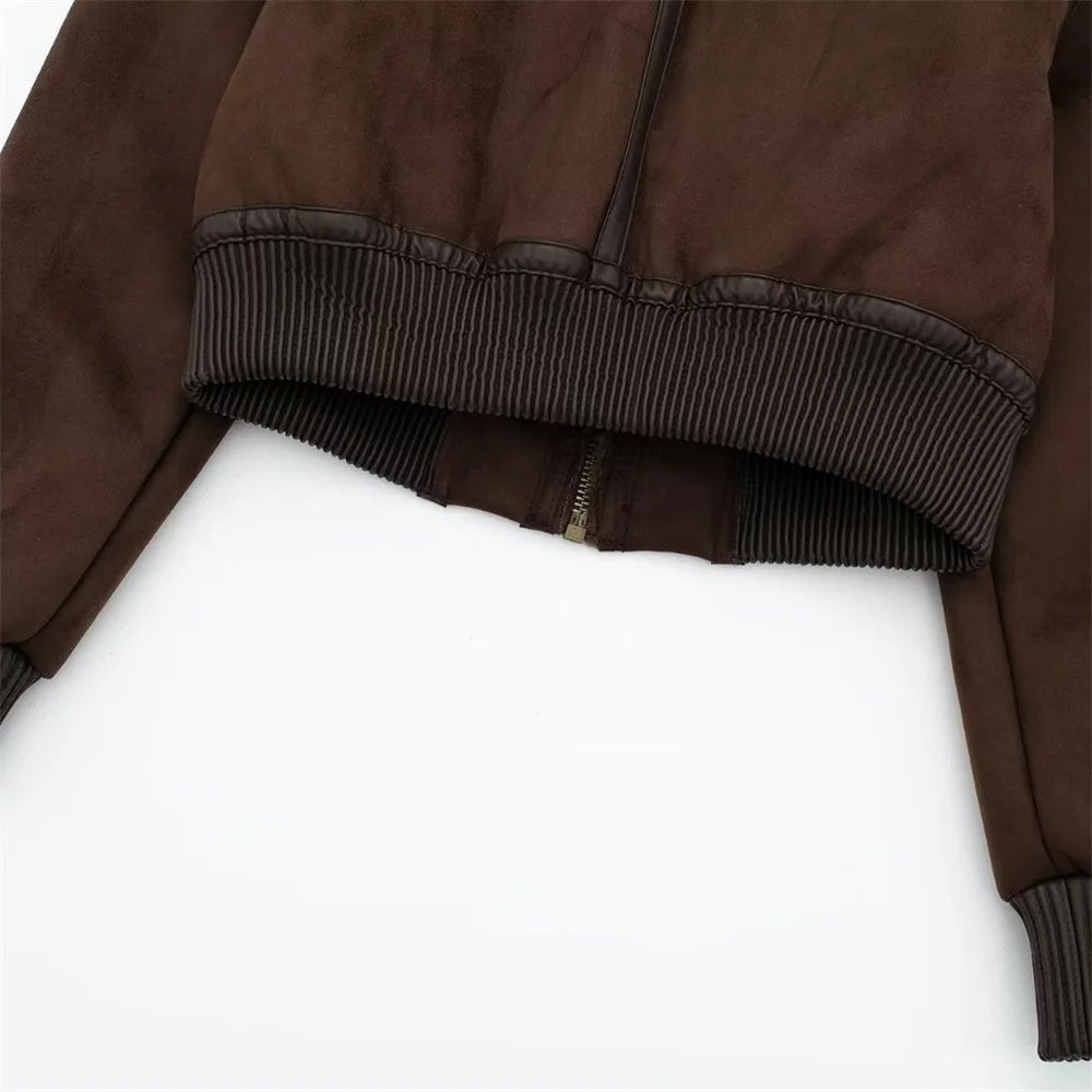SOERA Esme Suede Short Bomber Jacket - Coats & Jackets - 1005006086971689-;pB1764703453922611997 Brown M