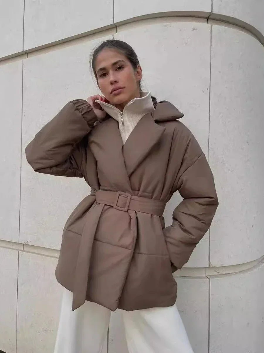SOERA Jaime Belted Puffer Jacket - Coats & Jackets - 1005007472734778-;Br1766488746263140435 Brown S
