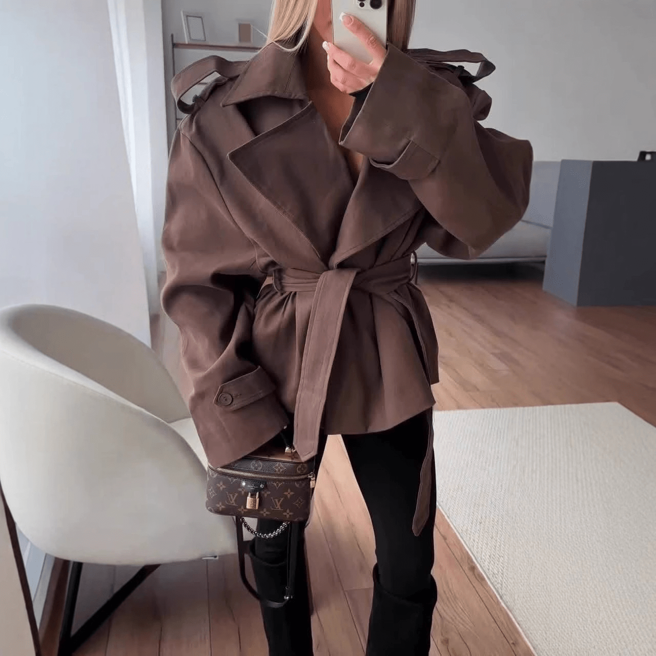 SOERA Molly Belted Cropped Trench Coat - Coats & Jackets -  Coffee XS