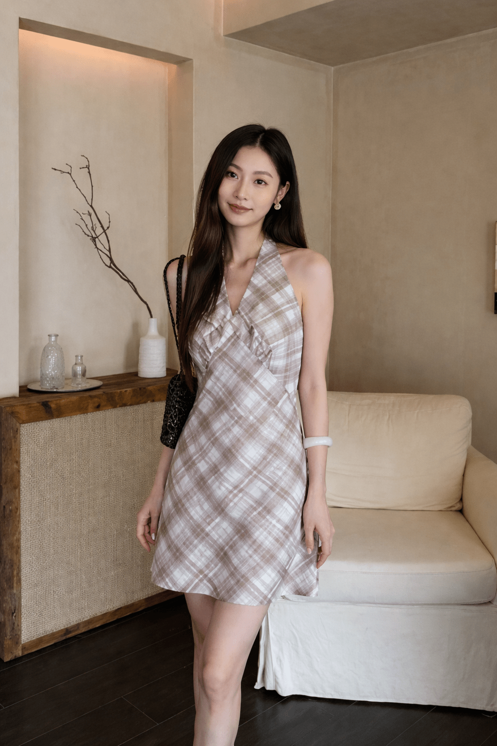 SOERA Bianca Diagonal Plaid Knit Mini Dress - Dress -  M