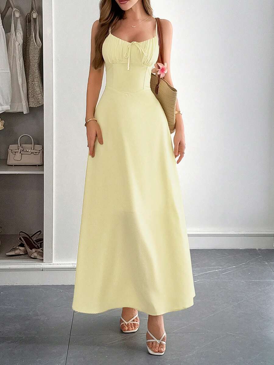 SOERA Bianca Ruched Waist Maxi Dress - Dress -  Yellow XS