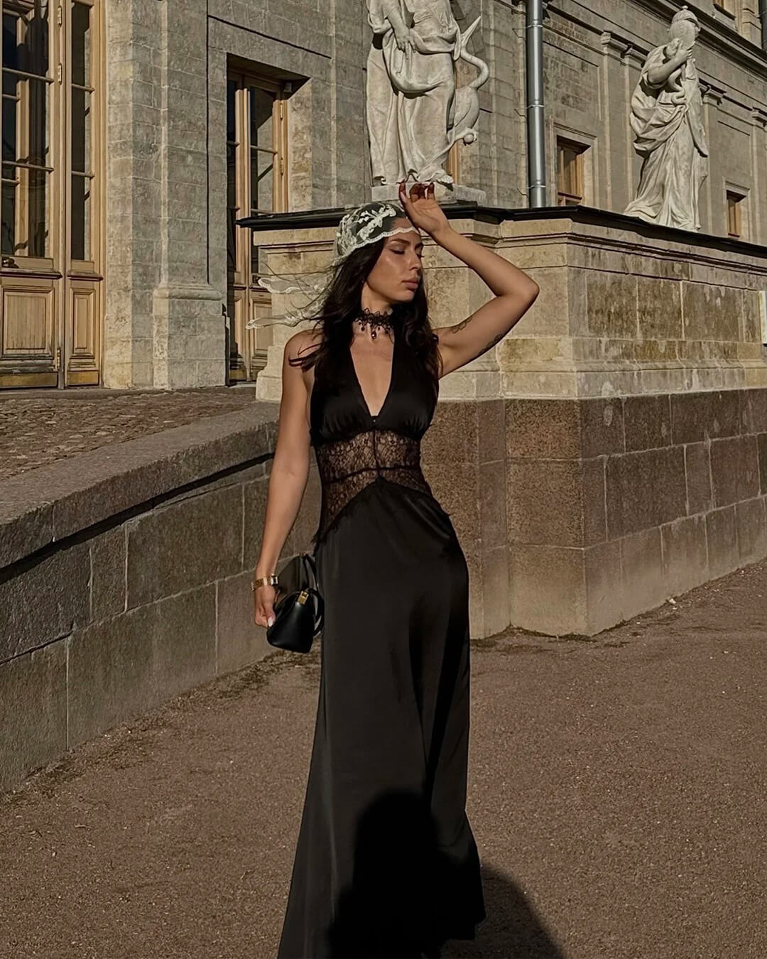 SOERA Astrid Satin Lace Waist Backless Dress - Dresses - 1005008895213429-;vr1764877297358799991 Black L