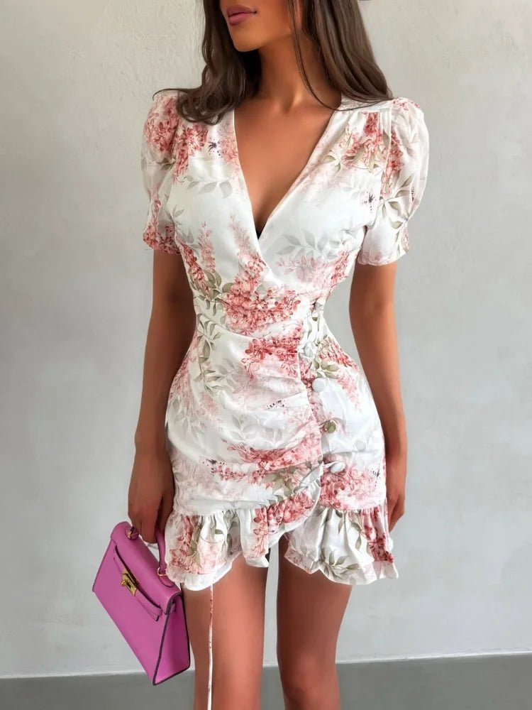 SOERA Beatrice Floral V-Neck Mini Dress - Dresses -  Pink S