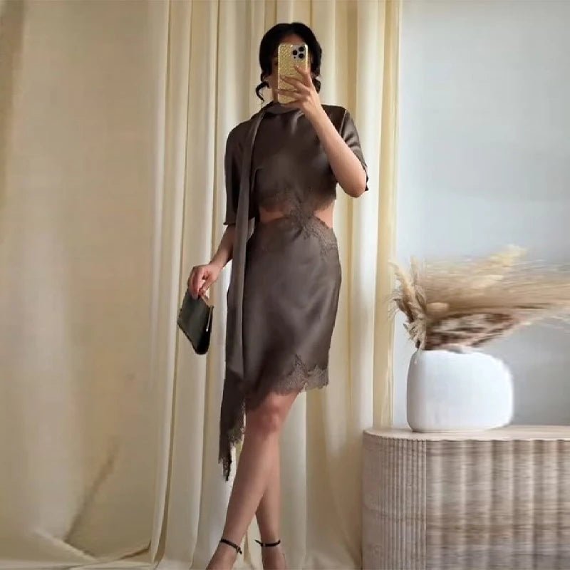 SOERA Bianca Lace Hem Satin Mini Dress - Dresses - 1005011887169747-;dm1775670871074400222 S