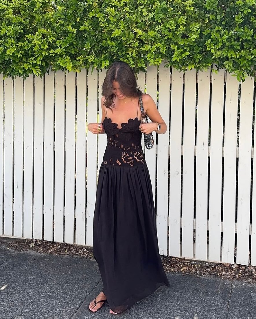 SOERA Celeste Lace Mesh Halter Evening Dress - Dresses -  Black M