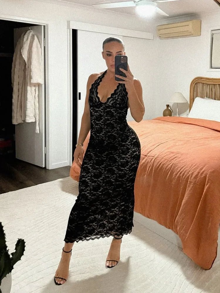 SOERA Celine Halter Neck Lace Maxi Dress - Dresses - 1005011608265774-;Tj1775670872647504938 S