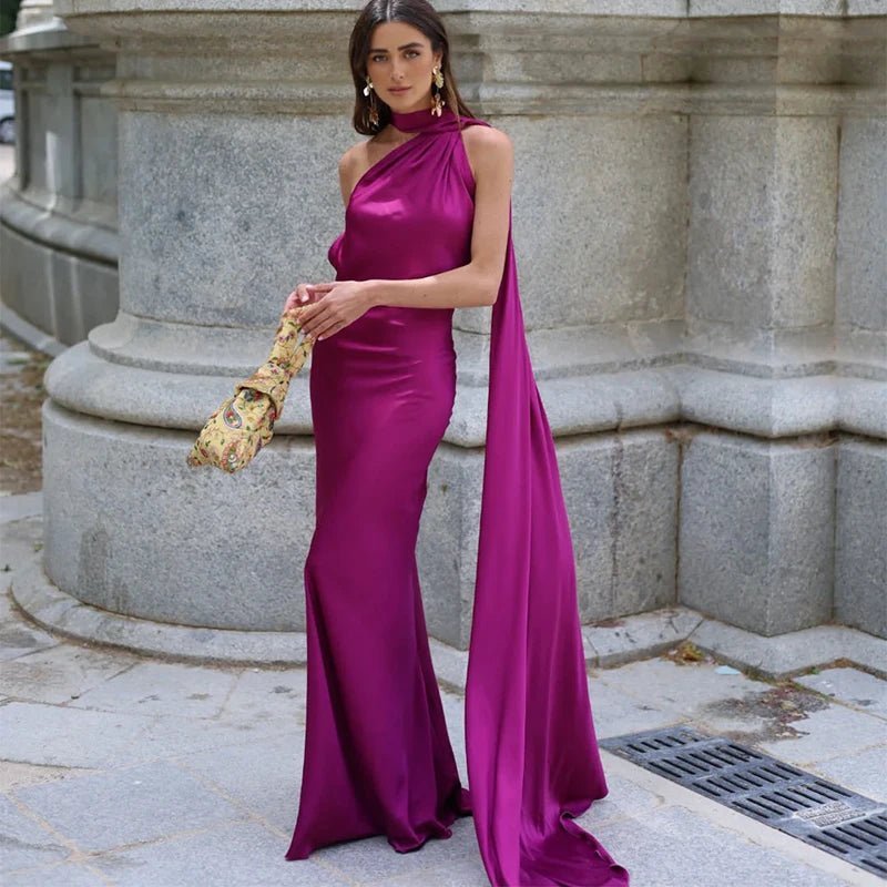 SOERA Demetra Satin Halter Backless Evening Gown - Dresses -  Red S