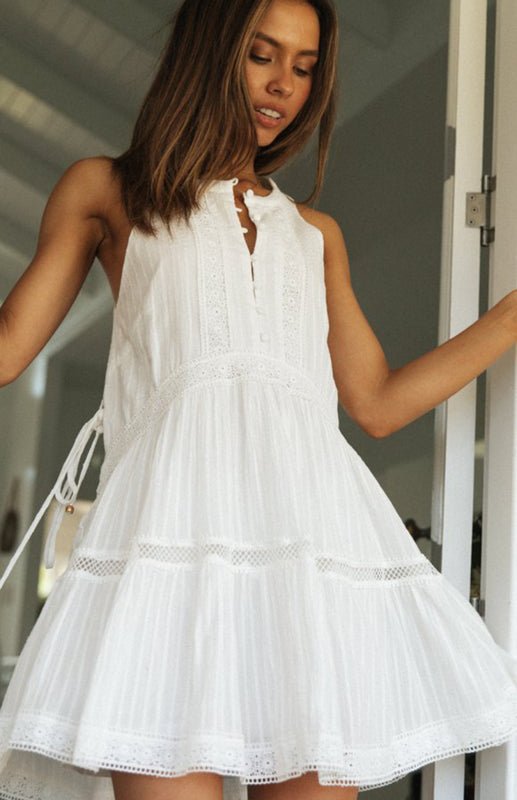 SOERA Shelby Boho Sleeveless Mini Dress - Dresses - Fa1775807456247171578 White S