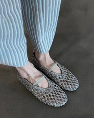 Francesca Hollow Woven Flat Shoes