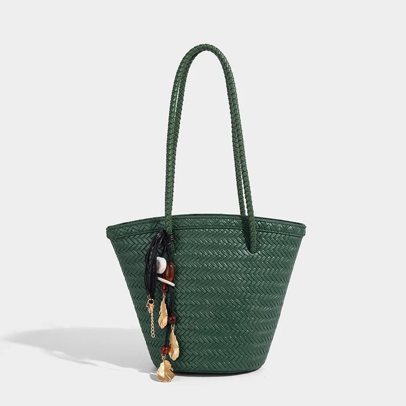 SOERA Meryl Woven Bucket Handbag with Pouch - Handbags - 1005009214177960-;CQ1775031590860656375 Green