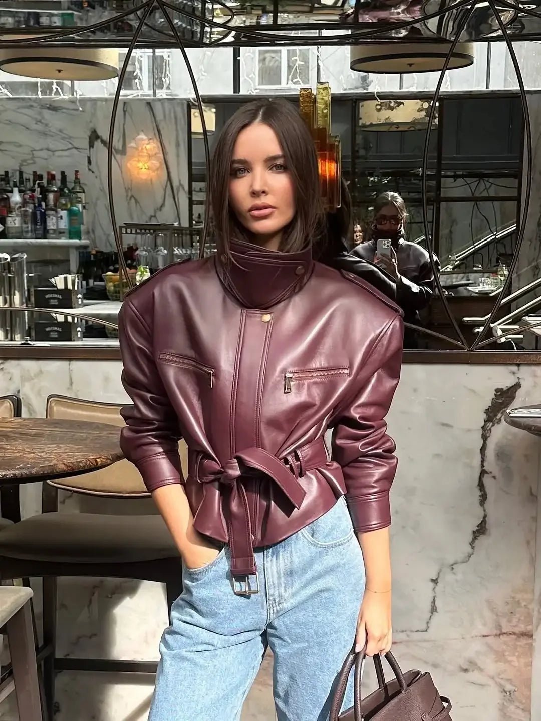 SOERA Jaqueline Belted Faux Leather Jacket - Jackets - aU1774532669738257084 S