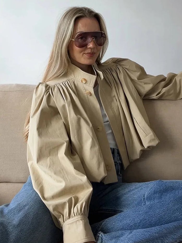 SOERA Jenna Loose Fit Pleated Jacket - Jackets - 1005009529250279-;EN1775118758913361573 Beige M