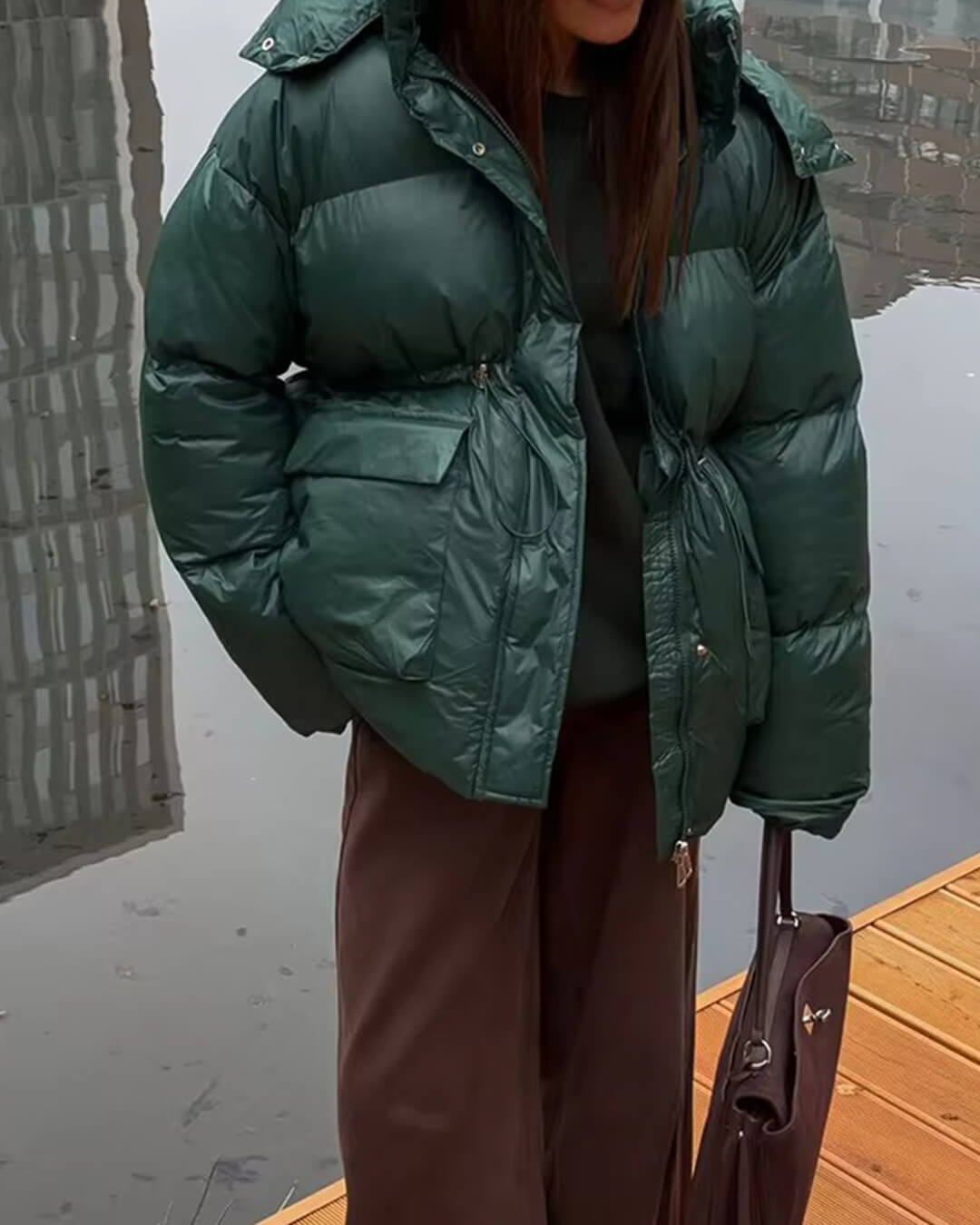 SOERA Jillian Glossy Puffer Jacket - Jackets -  Green M