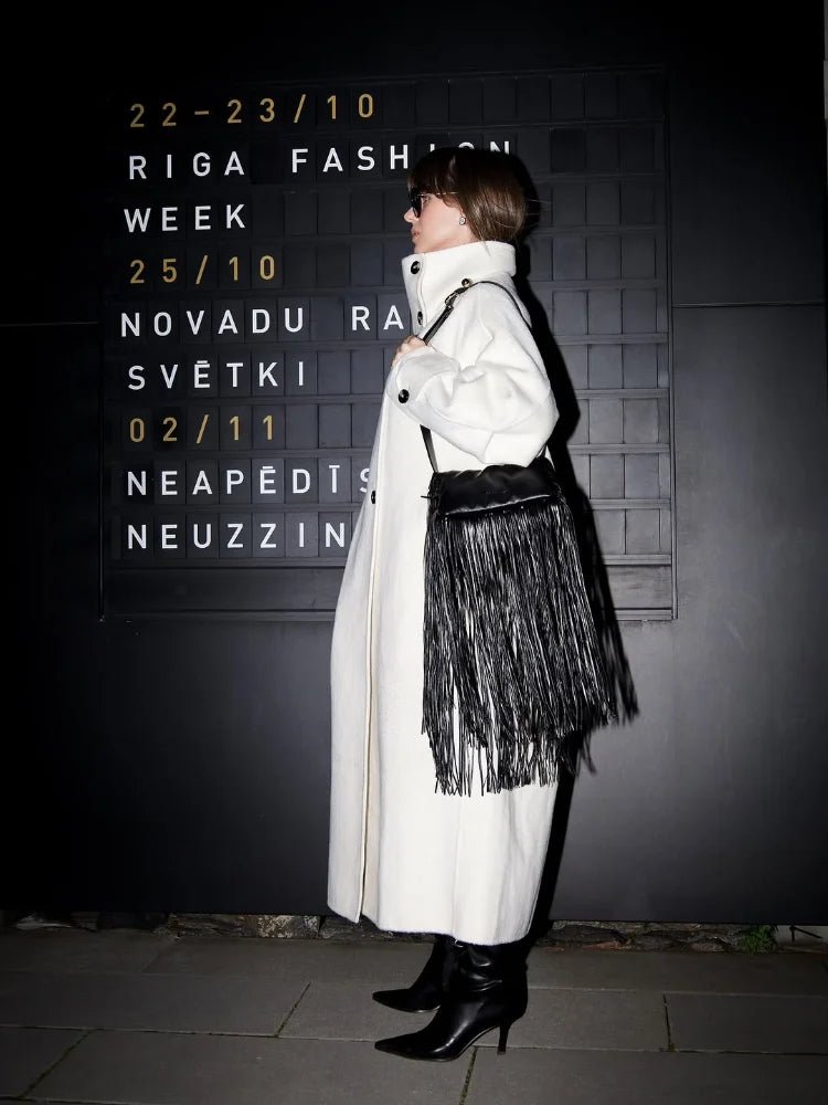 SOERA Juliana Stand Collar Long Coat - Jackets - NW1762345864135376556 Offwhite M