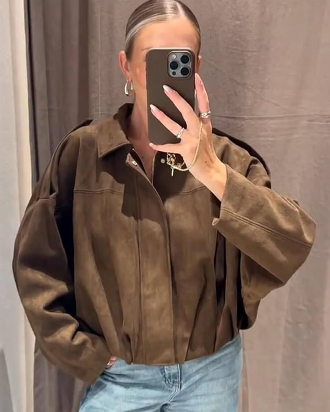 SOERA Lara Suede Bomber Jacket - Jackets - hZ1760504685426085266 Green M