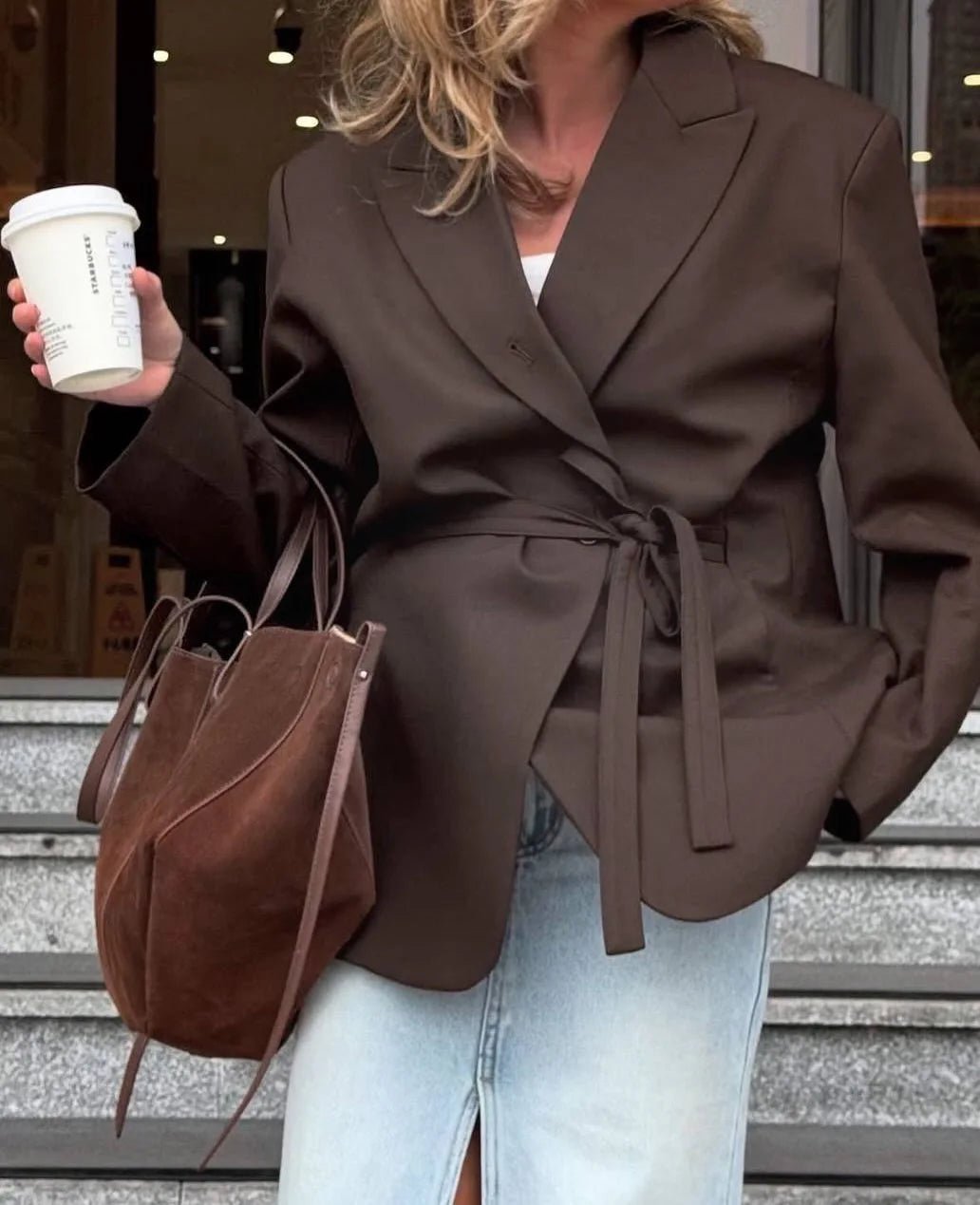 SOERA Mia brown Lace Up Blazer - Jackets - 3256809713813168-;ZD1765494891147565572 M Brown