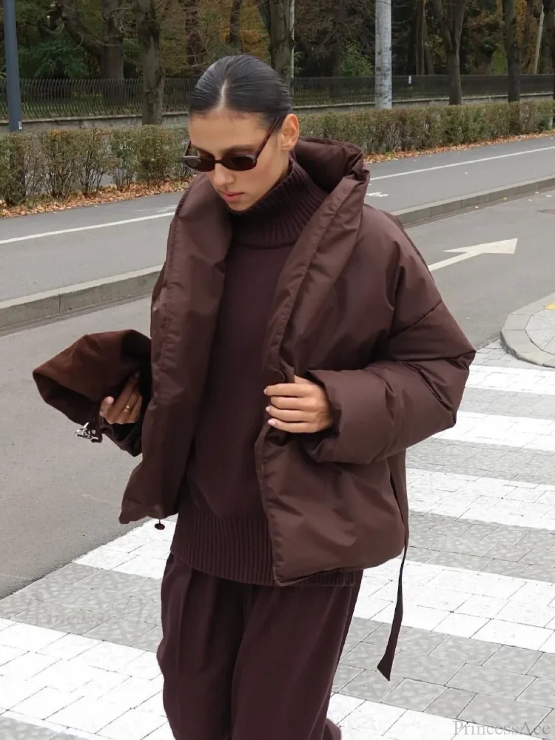 SOERA Sally Tie - Belt Coat - Jackets - nC1762772375815720355 Brown S