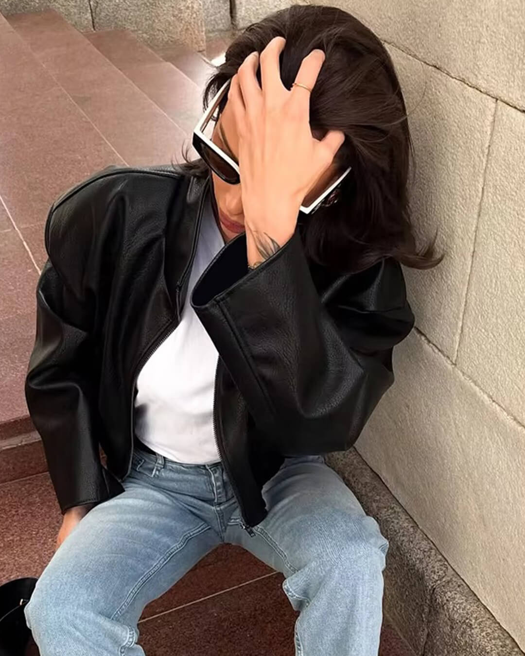 SOERA Sylvia Zip Up Leather Jacket - Jackets - FW1761546453490165159 Black L