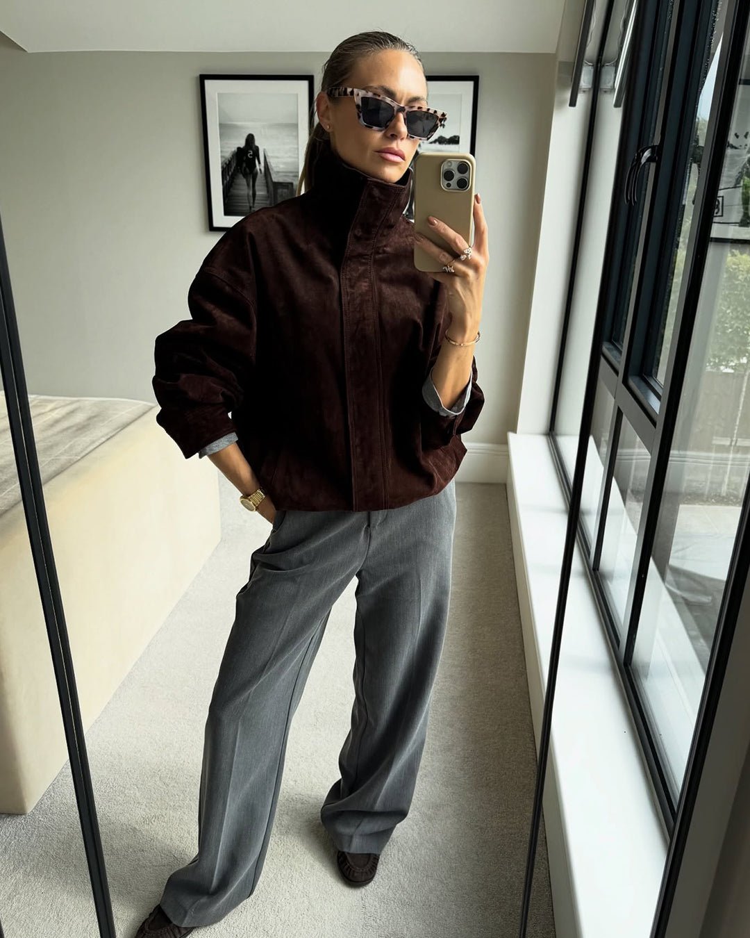 SOERA Viona Stand Collar Suede Jacket - Jackets - 1005009907084400-;yB1764887227732606515 Brown S