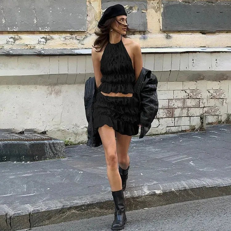 SOERA Celeste Pleated Backless Two - Piece Set - Jumpsuit -  Black S