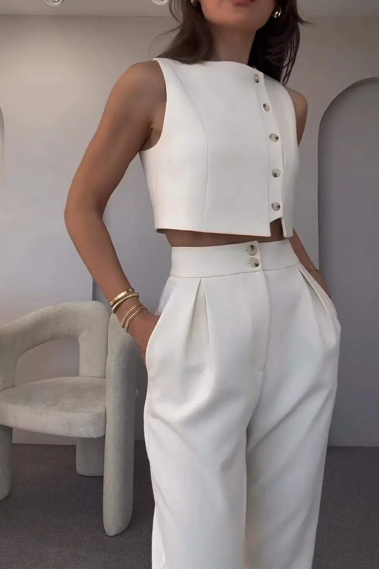 SOERA Helena Two - Piece Set - Matching Sets -  White S