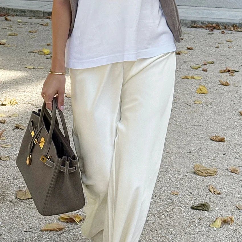 SOERA Cameron Satin Flare Leg Pants - Pants - SOERA-926915-BEI-M-12771 Beige M