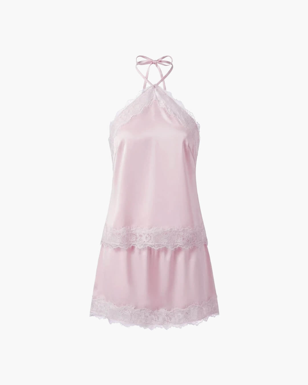 SOERA Parker Satin Halter Neck Two - Piece Set - Set -  Pink Set S