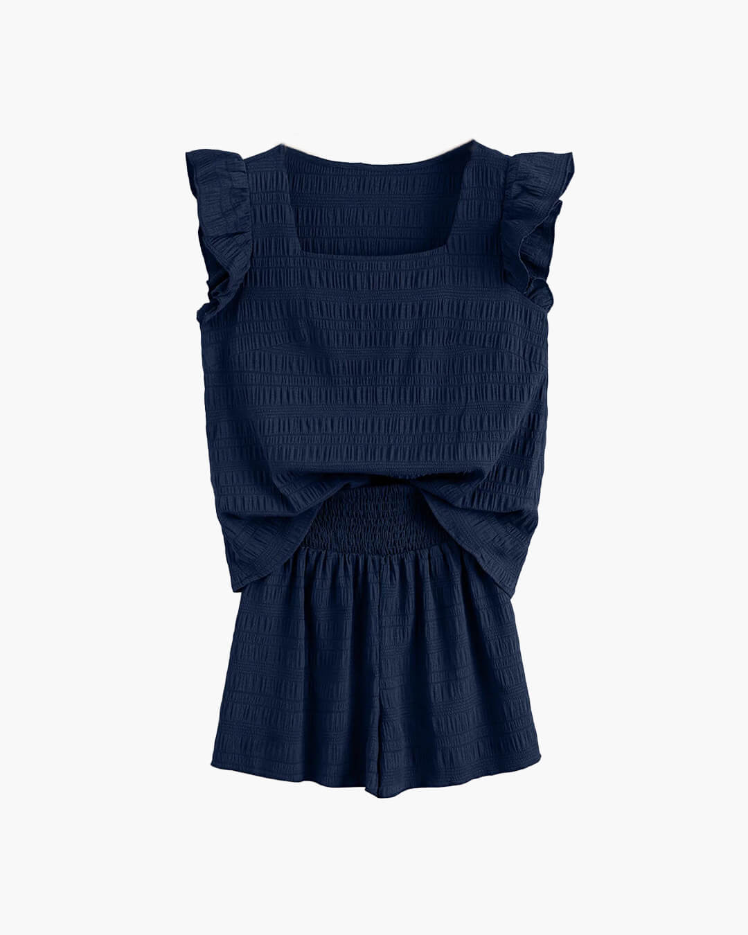 SOERA Emily Textured Blouse & Shorts Set - Sets - ZL1774977143774511923 Navy M