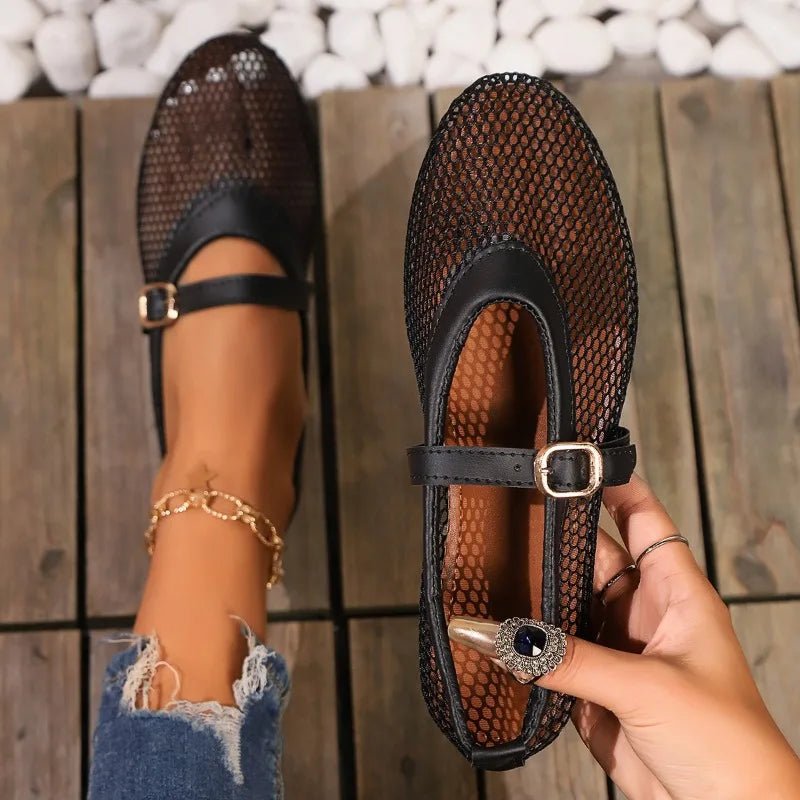 SOERA Hermione Mesh Mary Jane Ballet Flats - Shoes -  Black 38