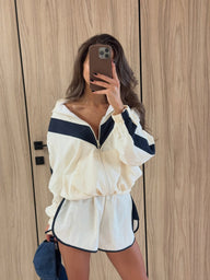 Ellen Chevron Windbreaker Shorts Set