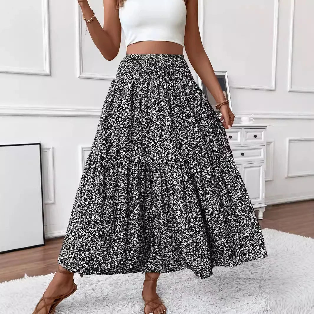 SOERA Rivka Boho Floral Maxi Skirt - Skirts -  Plain Blue S