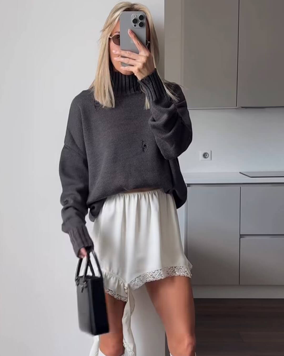 Susan Satin Asymmetrical Midi Skirt