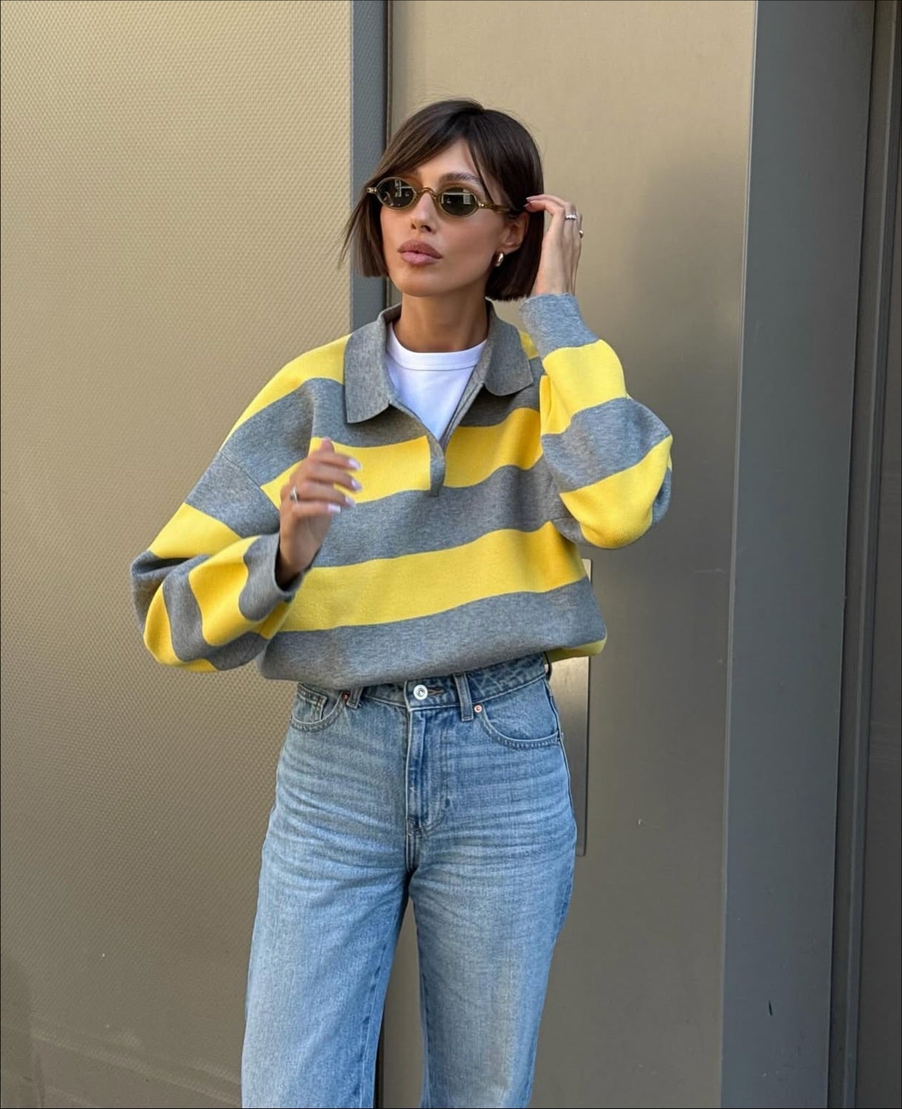 SOERA Una Striped Knitted V - Neck Pullover - Sweater -  S