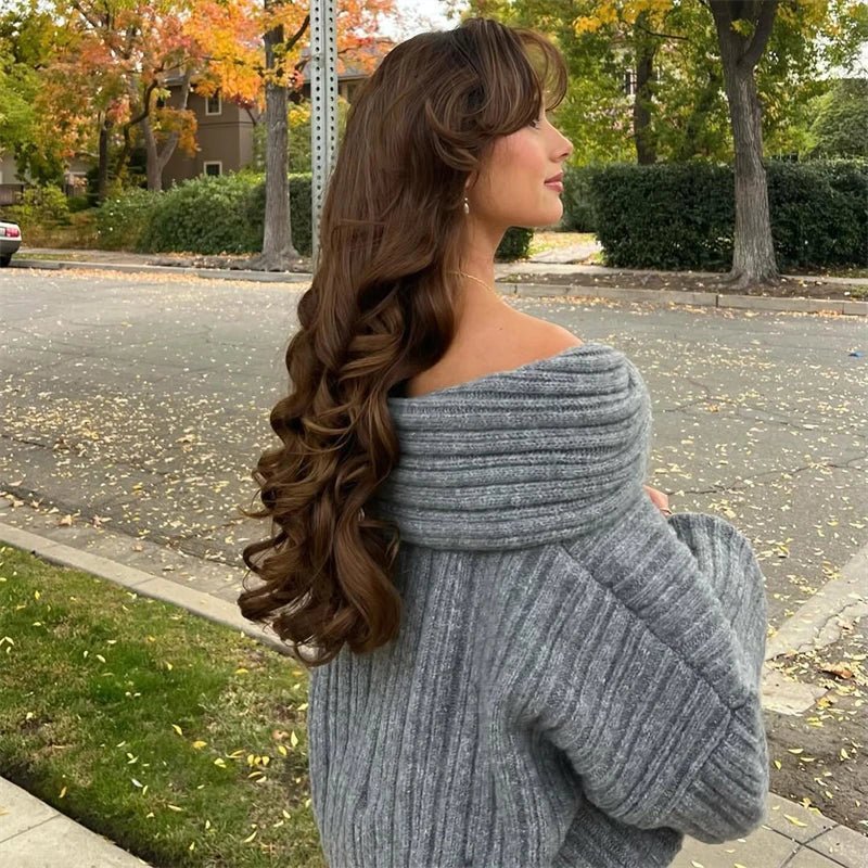 SOERA Maya Off - Shoulder Knit Sweater - Sweaters - Wj1762772375814596479 Gray One Size