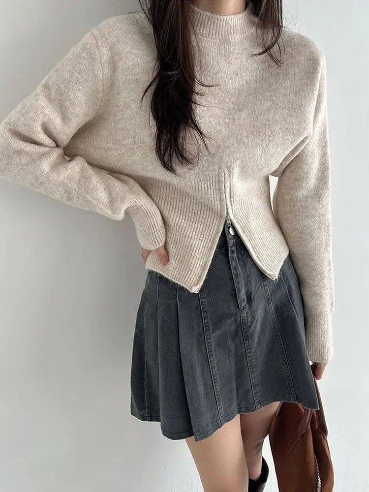 SOERA Amara Slim Waist Pullover - Tops - 1005010053567470-;Ak1764703454251846789 Beige M