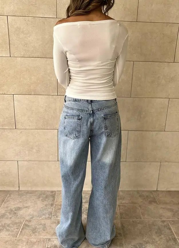 SOERA Cassy Off - Shoulder Long Sleeve Top - Tops - 3256810112066762-;hf1763778892090356277 White L