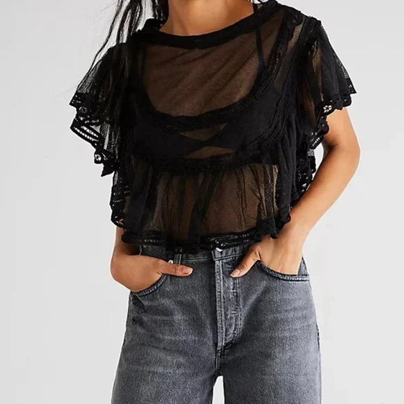 SOERA Genevra Sheer Chiffon Blouse - Tops -  White S
